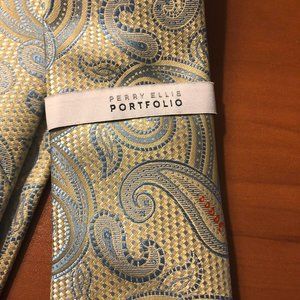 Perry Ellis Portfolio Paisley Green and Blue Tie NWT